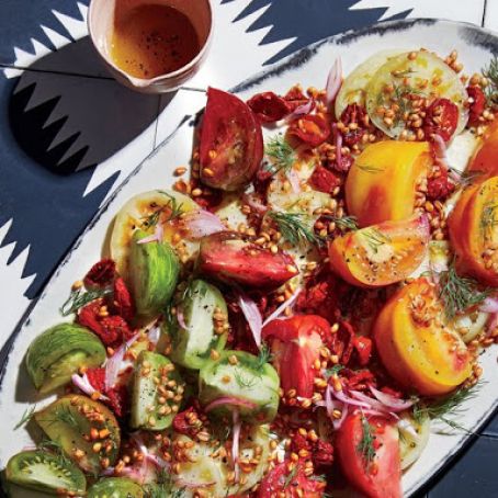 Triple Tomato Salad With Crispy Farro
